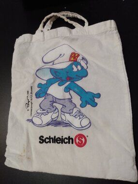 Vintage Techno Smurf Schleich Small Bag Pouch 90s Retro